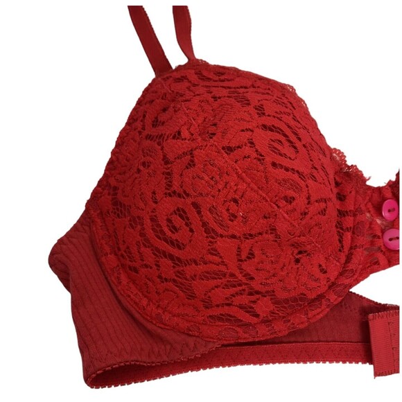 Lynda's World Red Wired Push Up Floral Bra Size 38B New with tag Style 6892 - Picture 3 of 6